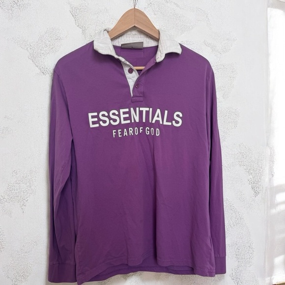 Fear of God ESSENTIALS Rugby Shirt – Purple Long Sleeve XL - Picture 1 of 11